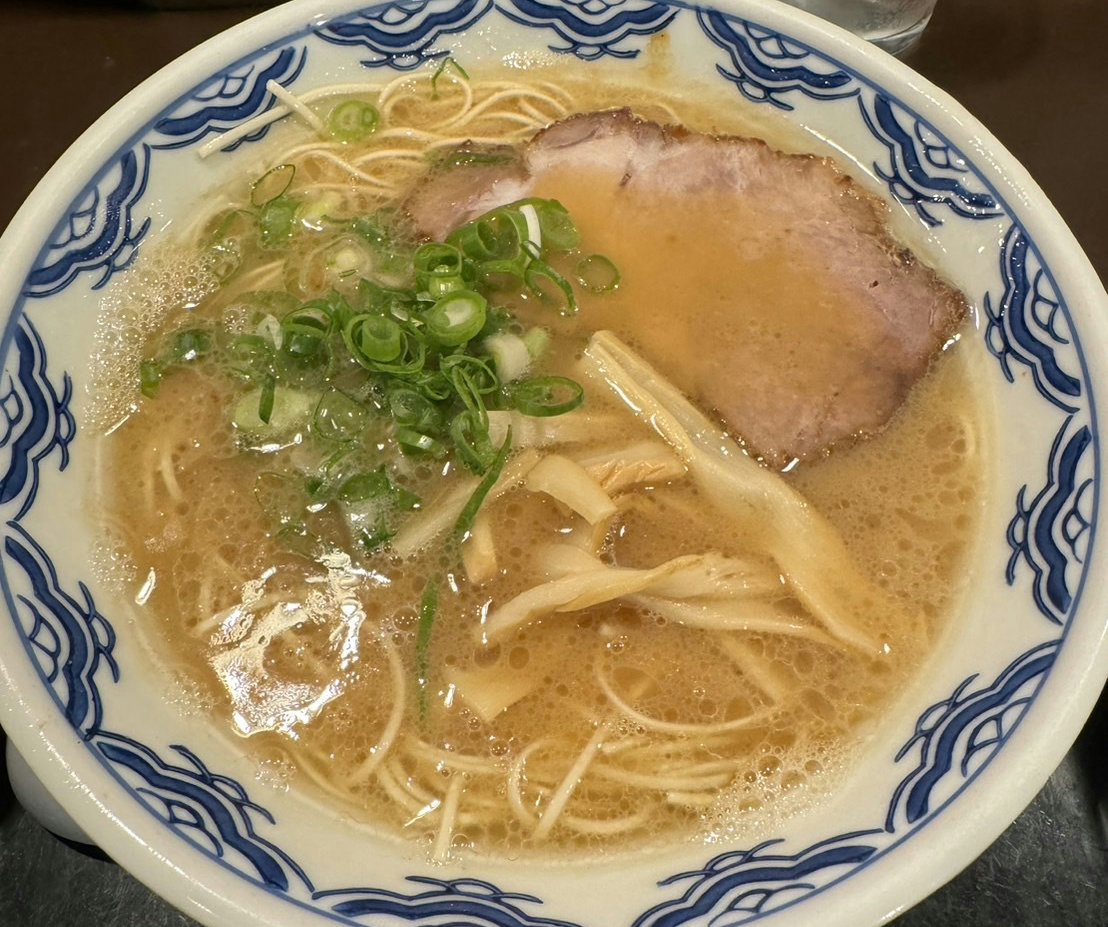 A bowl of rich Japanese ramen served at Akanoren in Tokyo.