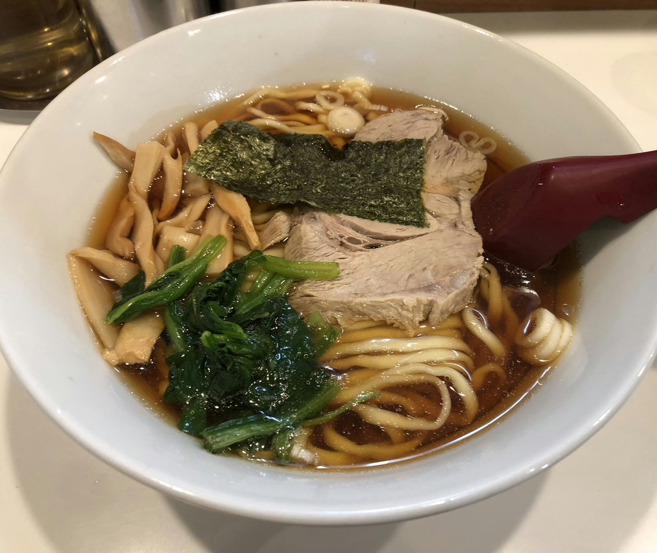 A bowl of classic shoyu ramen served at Horiuchi in Shinjuku, Tokyo.