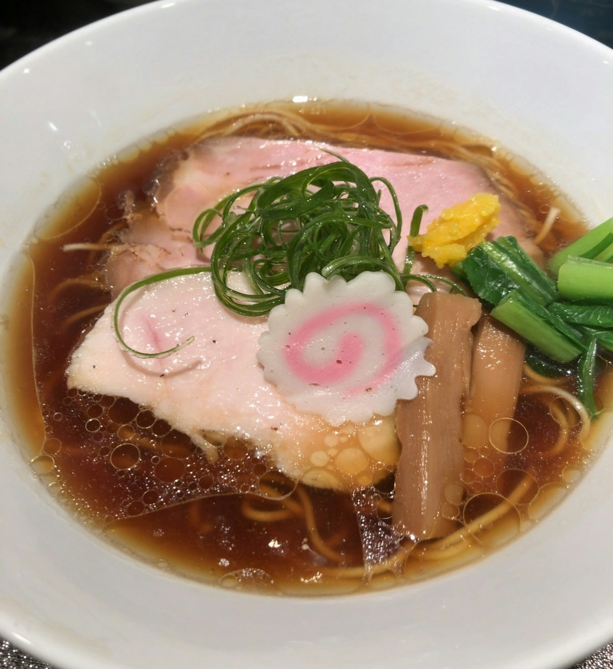 A bowl of shoyu ramen served at Korindo in Shimbashi, Tokyo.