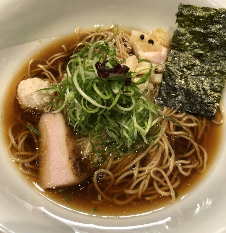 A bowl of shoyu ramen served at Motenashi Kuroki in Asakusabashi, Tokyo.