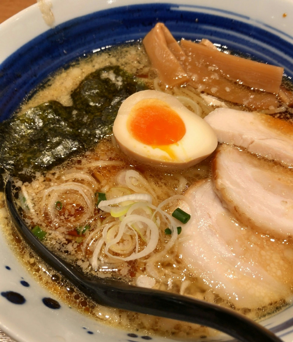 A bowl of shoyu ramen served at Naokyu in Wing Shimbashi, near Shimbashi Station in Tokyo.